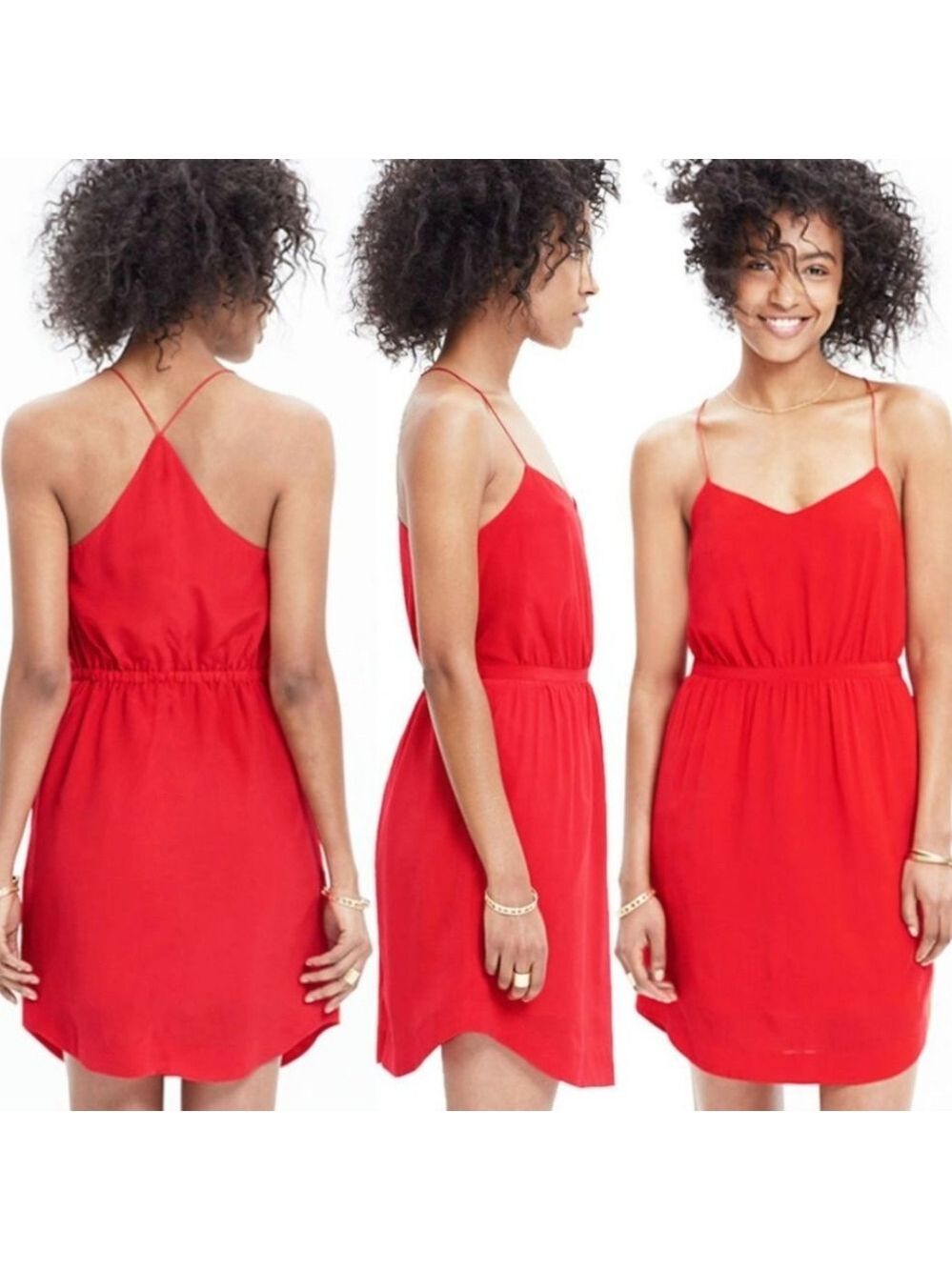 Madewell Silk Starview Red Cami Racerback Mini Dress, Size 0